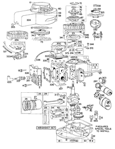 Cyl, Mufflers, Piston, Sump Diagram and Parts List for 80902-9452-55  Briggs and Stratton Engine